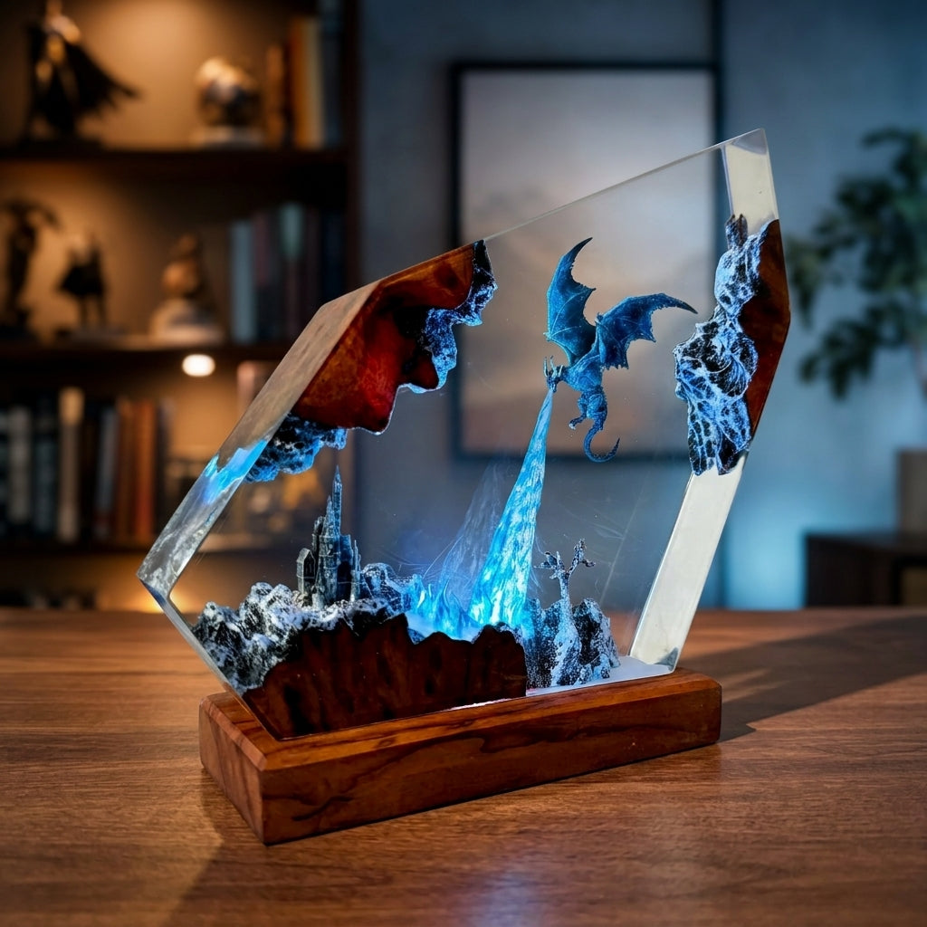 Ice Dragon Night Light  - Dragon Sculpture Lamp