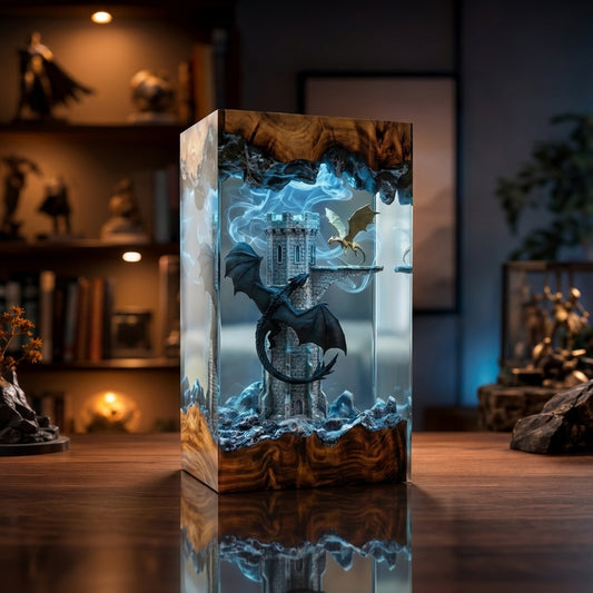 Tairn and Andarna Resin Lamp, Fourth Wing Inspired Dragon Decor