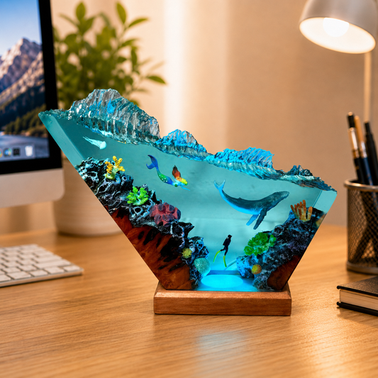 Mermaid and blue whale night light
