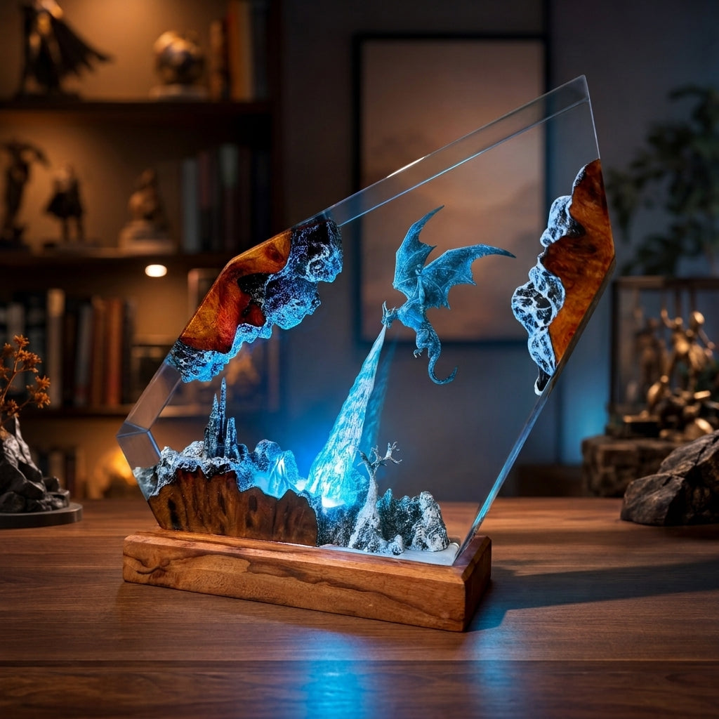 Ice Dragon Night Light  - Dragon Sculpture Lamp