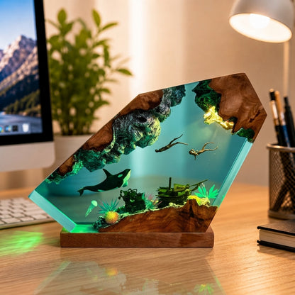 Killer Whale and Diver Night Light – Orca Lamp