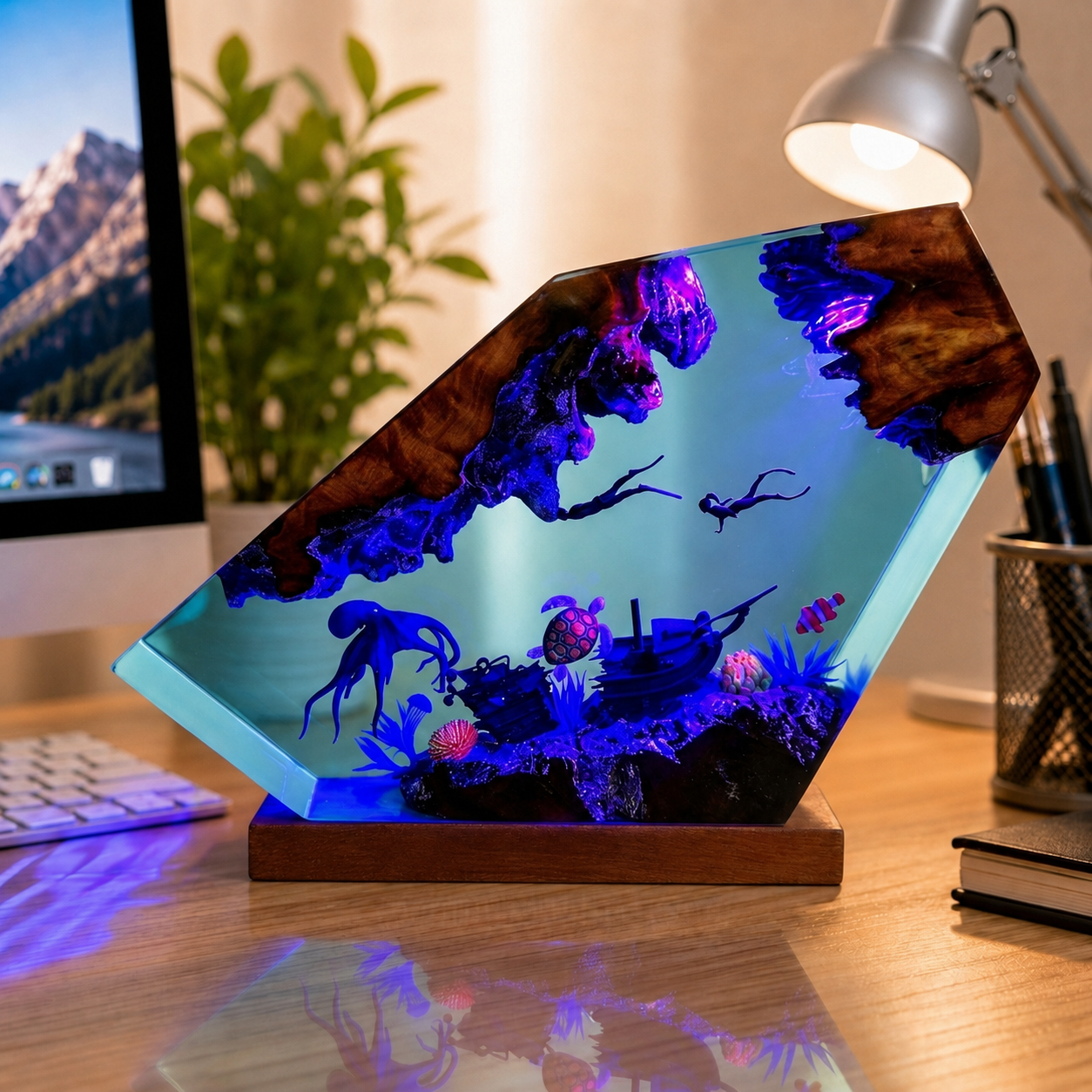 Ocean Night Light - Octopus and diver night light