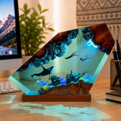 Orca and diver night light - Ocean Night Light