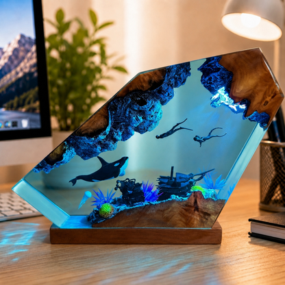 Orca and diver night light - Ocean Night Light