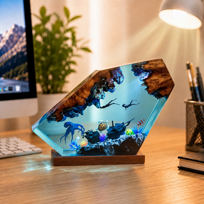 Ocean Night Light - Octopus and diver night light