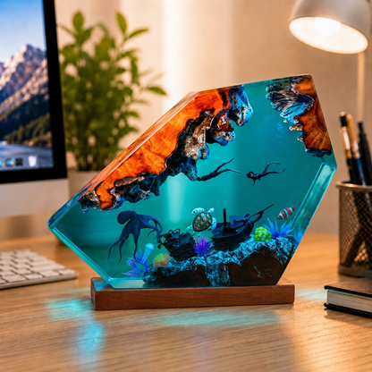 Ocean Night Light - Octopus and diver night light