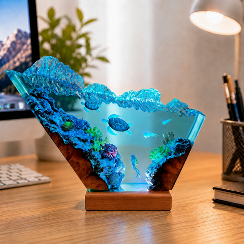 Diver and sea turtle night light - Ocean Night Light