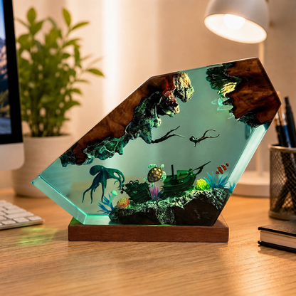 Ocean Night Light - Octopus and diver night light
