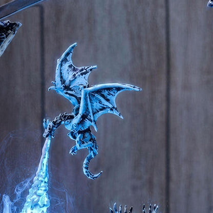 Handmade Ice Dragon Resin Night Light - Fantasy Castle Diorama