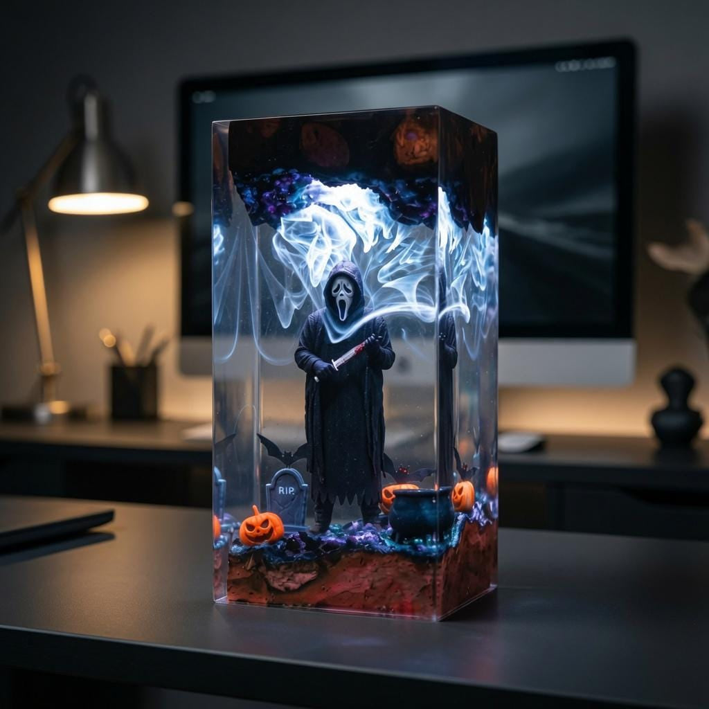 Deluxe Ghostface Scream Epoxy Resin Lamp