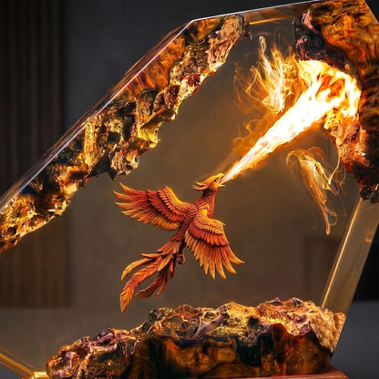 Fire Breathing Phoenix Bird Horizontal Epoxy Resin Night Light