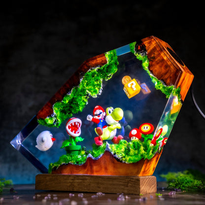 Super Mario and Yoshi Resin Lamp - Retro Anime Cube Night Light Decor