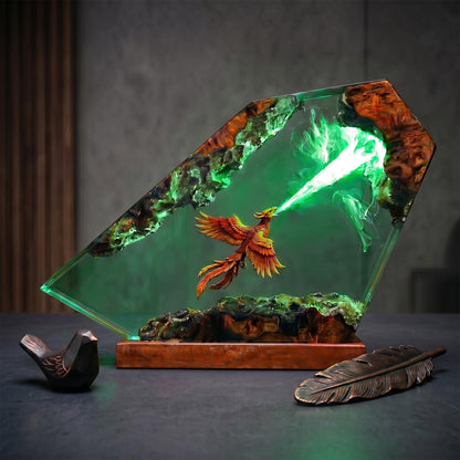 Fire Breathing Phoenix Bird Horizontal Epoxy Resin Night Light