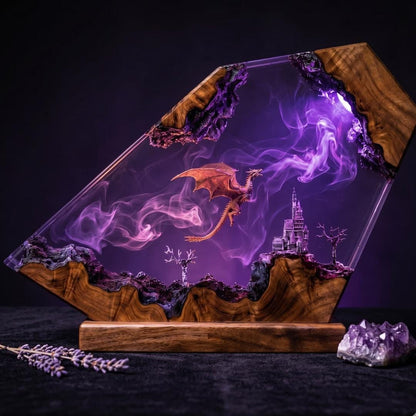 Fire Breathing Dragon & Castle Horizontal Resin Night Light