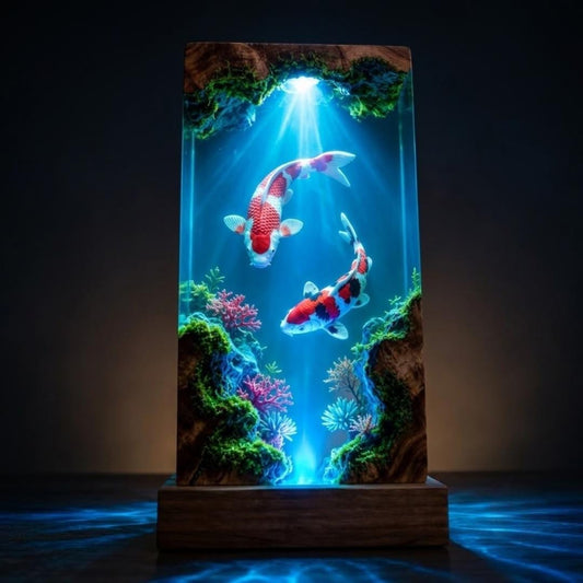 Japanese Koi Fish Epoxy Resin Night Light Aquarium Lamp