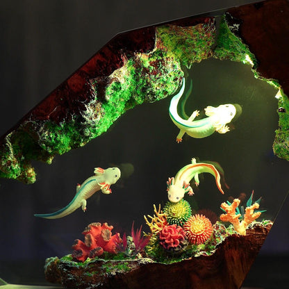 Cute Axolotl Aquarium Epoxy Resin Night Light Lamp