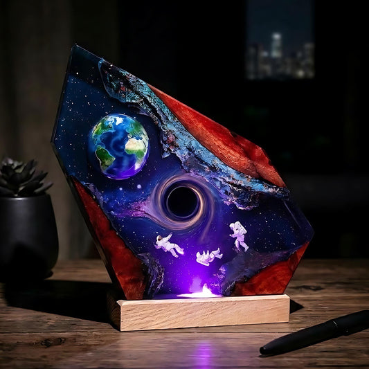 Astronaut & Black Hole Galaxy Epoxy Resin Night Light Lamp