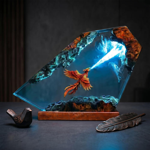 Fire Breathing Phoenix Bird Horizontal Epoxy Resin Night Light