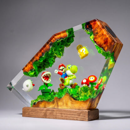 Super Mario and Yoshi Resin Lamp - Retro Anime Cube Night Light Decor