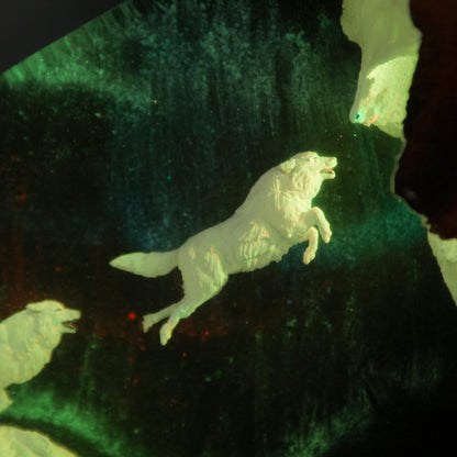 Wolf Pack Aurora Northern Lights Epoxy Resin Night Light