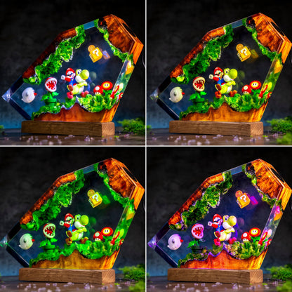 Super Mario and Yoshi Resin Lamp - Retro Anime Cube Night Light Decor