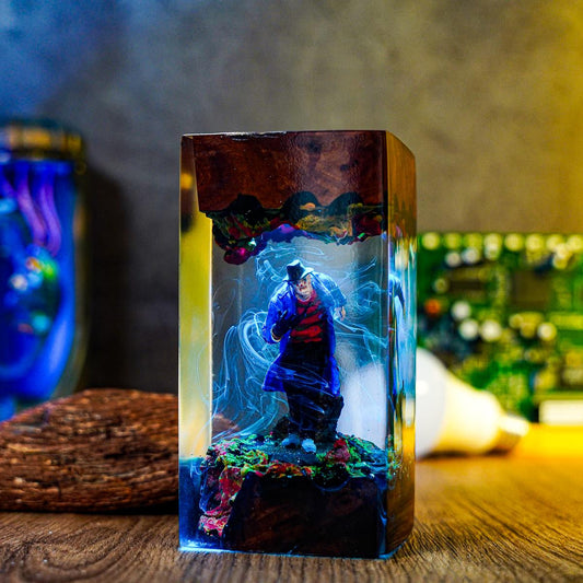 Handmade  Freddy Krueger Trench Coat Epoxy Wood Lamp