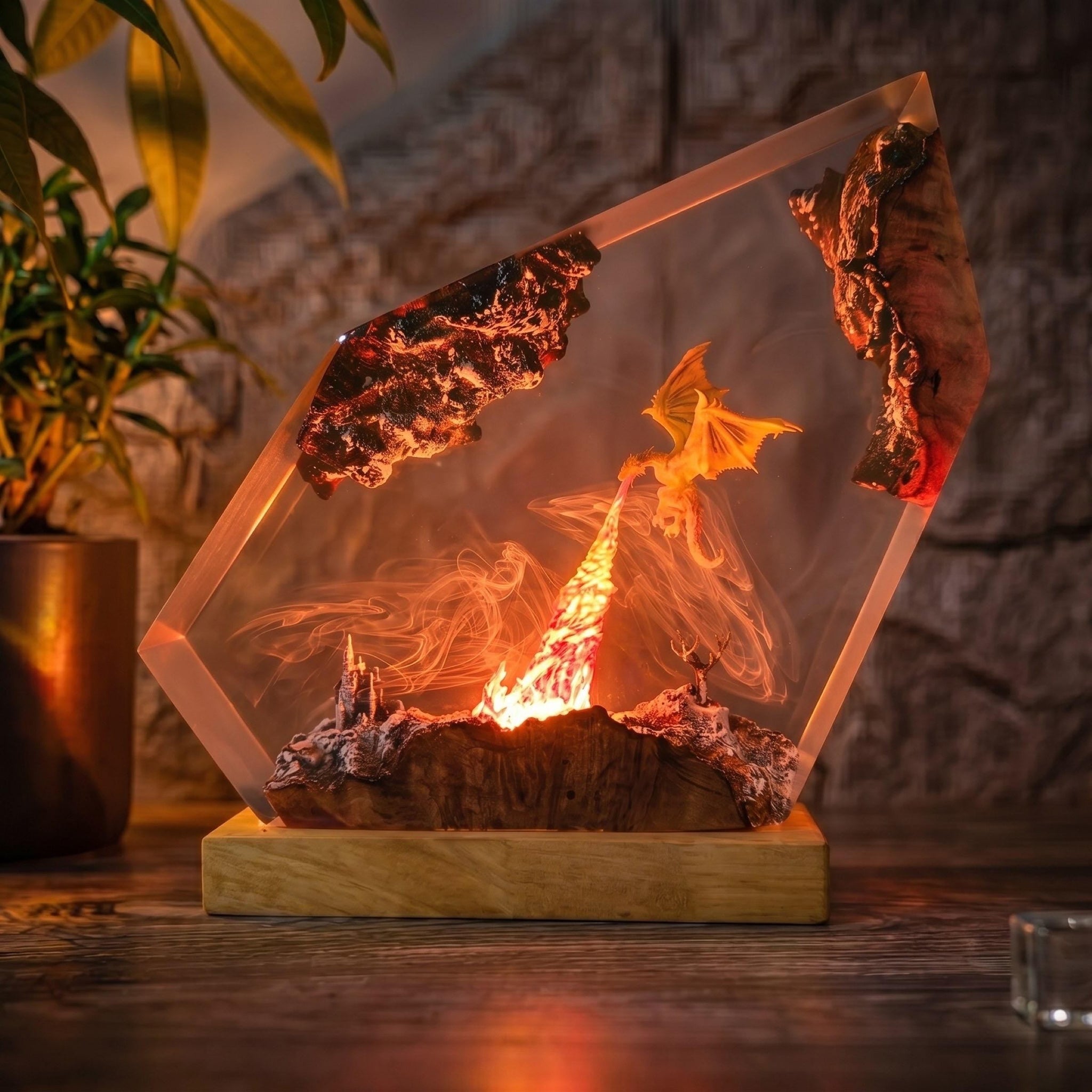 Fire Dragon Castle Resin Night Light - Unique Decor Home