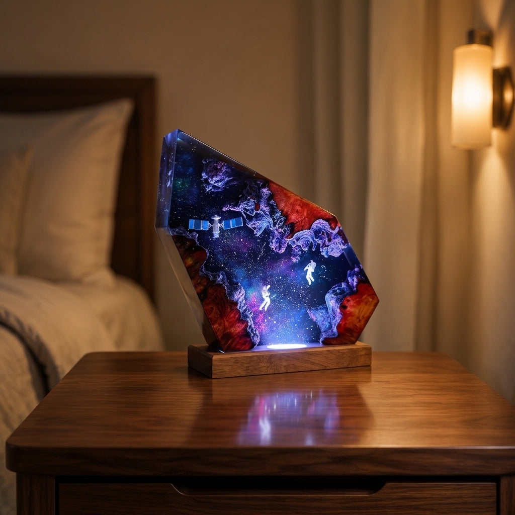 Spaceship and astronaut night light – Galaxy lamp