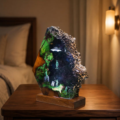 Spaceship and alien night light -  Galaxy lamp