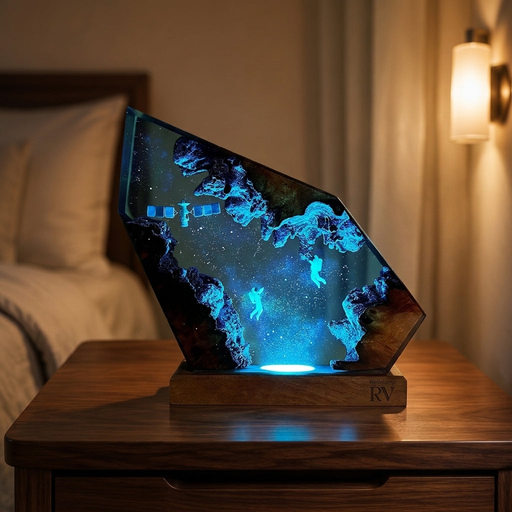Spaceship and astronaut night light – Galaxy lamp