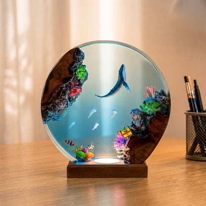 Blue whale and jellyfish night light – decorative ocean-themed lamp