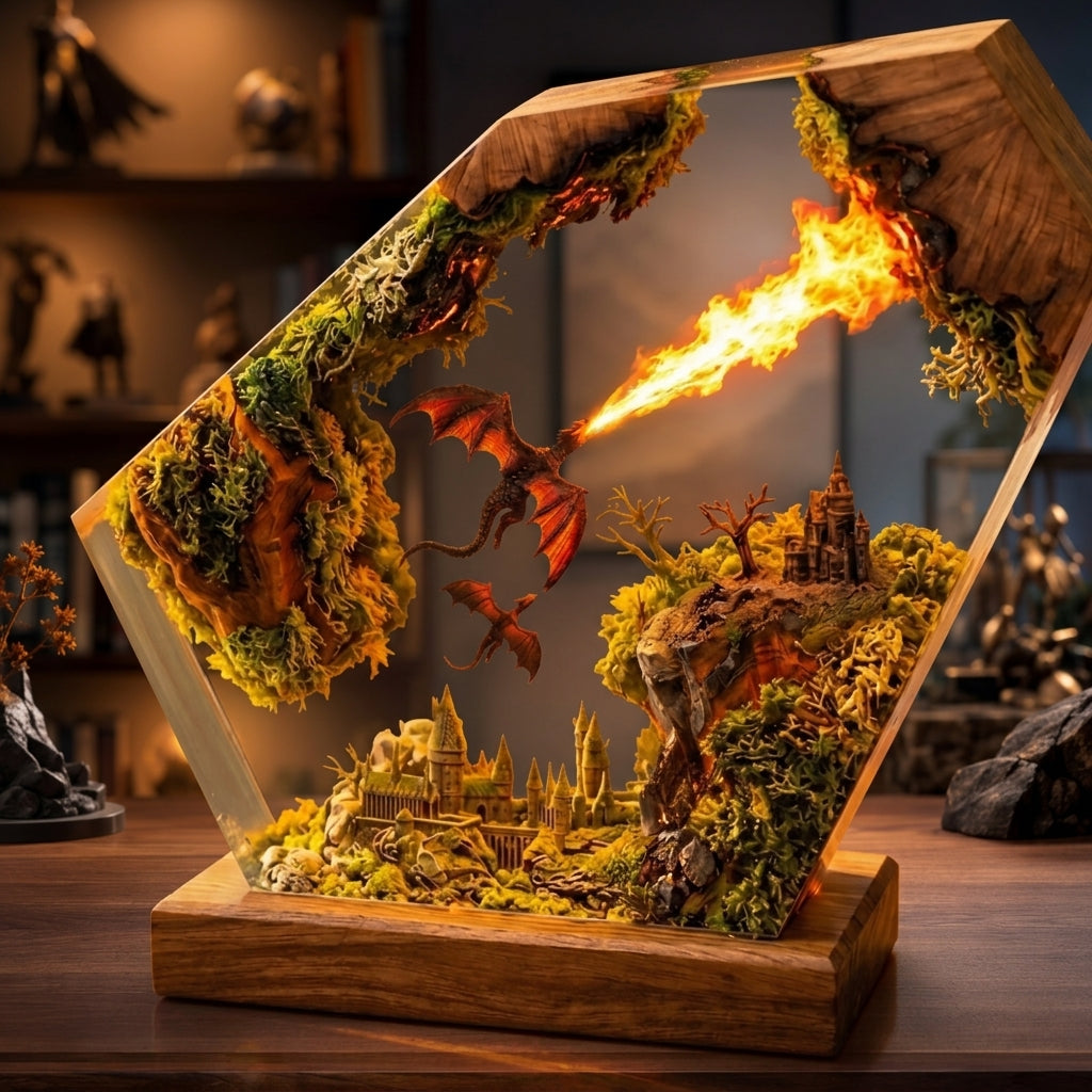 Fire Dragon Night Light - Fire Dragon sculpture