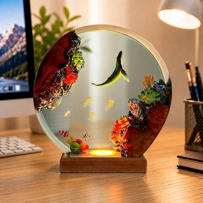 Blue whale and jellyfish night light – decorative ocean-themed lamp