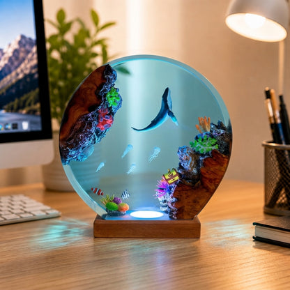 Blue whale and jellyfish night light – decorative ocean-themed lamp