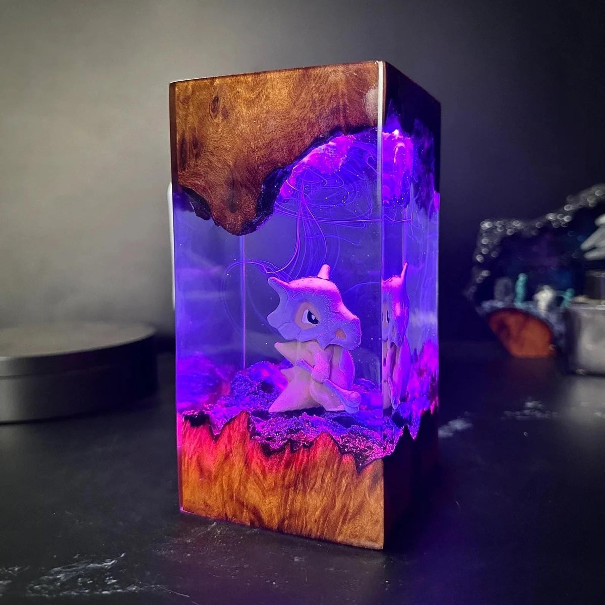 Lonely Cubone Resin Lamp - Ground-Type Pokémon Cube Night Light