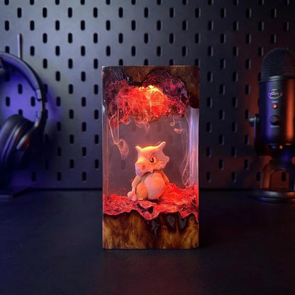Lonely Cubone Resin Lamp - Ground-Type Pokémon Cube Night Light